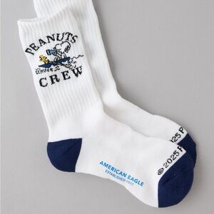 American Eagle Outfitters Peanuts Crew White and Blue Socks